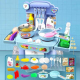 林老师（Teacher Lin）儿童节礼物儿童玩具仿真过家家厨房玩具角色扮演3-6真实循环出水 天空蓝【豪华版】厨房+声光+出水