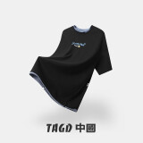 TAGD中國官方品牌店 兔子印花短袖夏季美式潮牌时尚圆领T恤男女同款 黑色（款式偏宽松） XL （建议身高180-185）