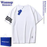 WASSUP UOSNE官方潮牌短袖t恤男士夏季新款纯棉打底宽松休闲半袖白色体恤上衣 白色 XL