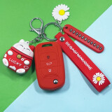 适用于五菱宏光mini EV马卡龙钥匙套汽车硅胶钥匙壳扣套 红招财猫+红钥匙套