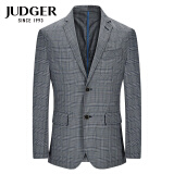 庄吉（Judger）休闲便西服修身外套薄款无里单西装时尚格子西装 浅蓝格纹 180/50A