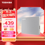 东芝(TOSHIBA) 1TB移动机械硬盘 Flex系列 USB3.2 Gen 1 2.5英寸 尊贵银 兼容Mac等多系统 高速传输 高端商务