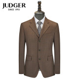 庄吉（Judger）羊毛西服 商务男士正装 时尚复古格纹西装外套 宽松大码爸爸装 咖色格纹/全羊毛/双后开叉 160/88B