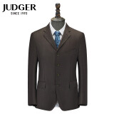 庄吉（Judger）羊毛便西服宽松大码男士单排扣格纹休闲西装上衣单件外套 棕色条纹(95.1%羊毛) 后双开叉 190/112B单件上衣
