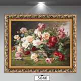 林格印象玫瑰 世界名画德国静物花卉油画美式餐厅玄关卧室挂画欧式装饰画 5040 装好框50X60厘米