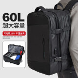 Likros多功能背包男女士商务双肩包高端大容量出差行李旅行笔记本电脑包 黑色（可扩展层+洗漱包）