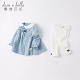 davebella戴维贝拉童装宝宝套装2021春装儿童棉质上衣两件套 女童休闲套装牛仔蓝130cm