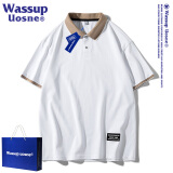 WASSUP UOSNE官方潮牌短袖t恤男士夏季纯棉Polo半袖衫体恤男装内搭上衣打底衫 白色 XL
