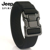 吉普（JEEP）2024新款战术快拆皮带铝合金插扣松紧弹力休闲户外训练腰带男士款 经典黑扣黑色 125cm
