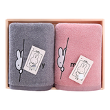 金号 米菲A类纯棉绣花面巾2条装毛巾礼盒 柔软吸水 72*34cm 含手提袋