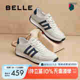 百丽复古撞色休闲鞋男鞋新款户外运动鞋阿甘慢跑鞋8LS01CM4 白色/蓝色 42 (260mm)