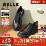 百丽商务皮鞋男秋新商场同款舒适牛皮休闲皮鞋加绒8ND01DM4预售 黑色-单里 43 (265mm)