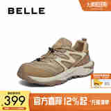 百丽网面拼接户外休闲鞋男鞋2025秋新厚底增高运动鞋A2157CM5 卡其色 44 (270mm)