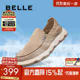 百丽透气休闲布鞋男25夏新商场同款一脚蹬懒人鞋8RW01BM5 米色 38 (240mm)