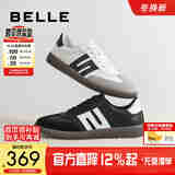 百丽男鞋复古潮搭休闲板鞋秋季舒适低帮德训鞋8BE01CM3 黑色 42 (260mm)