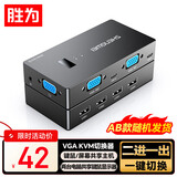 胜为KVM切换器VGA视频切屏器二进一出台式机笔记本显示器监控键鼠USB打印机共享器随机发货DVK1201G