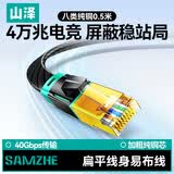 山泽八类万兆网线电竞级网络扁平跳线CAT8纯铜双屏蔽8芯双绞电脑宽带连接黑色0.5米BX8005H