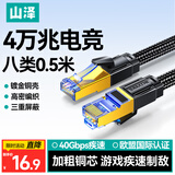 山泽八类万兆纯铜网线 0.5米 CAT8类屏蔽网络连接线 rog游戏电竞8芯双绞家用电脑宽带棉网成品跳线