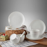 LICHEN 景德镇纯白陶瓷餐具套装 纯白骨瓷碗盘勺碟配套组合装 纯白系列12件套装