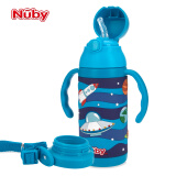 努比（Nuby）儿童保温杯带吸管男女学生儿童水杯户外便携宝宝喝水杯幼儿学饮杯带手柄带背带一杯两用 【3D宇宙太空】385ml