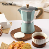 Mongdio摩卡壶套装手冲咖啡壶套装意式浓缩煮咖啡机单阀 蓝色6人份+9号滤纸 300ml