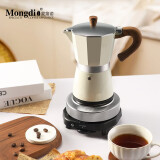 Mongdio摩卡壶套装单阀手冲咖啡壶意式浓缩煮咖啡机 白色6人份+9号滤纸+电炉 300ml