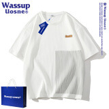 WASSUP UOSNE官方潮牌短袖t恤男2024新款夏季潮流ins痞帅小众设计感半袖上衣服 白色 XL