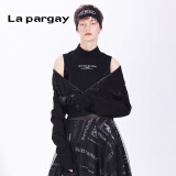 Lapargay纳帕佳2020新款女装春季黑白色休闲长袖短外套针织上衣 黑色 S