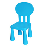儿童桌椅组合塑料 宝宝学习吃饭桌加厚玩具桌子椅子 幼儿园卡通圆桌板凳小凳子 蓝色圆椅子