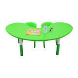 幼儿园课桌椅组合月亮桌塑料桌椅套装 儿童餐桌宝宝桌孩子学习升降桌子 绿色一桌二椅