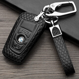 SAIBON 适用于2018款宝马钥匙扣新5系新3系320li1系7系新X1X35真皮钥匙 智能款三键菱格款 黑色 宝马X3 X4 新X1 X5 X6 528iGT