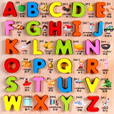 梓晨拼图儿童木质立体男女孩宝宝积木玩具小孩子1-5岁 大写字母