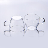 玻璃茶杯小杯子加厚耐热品茗杯带把小花茶杯子透明功夫茶具 雅致两只装