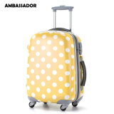 Ambassadorambassador大使拉杆箱女士20英寸可爱波点万向轮密码锁行李登机箱 黄色 20英寸登机箱