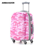 ambassador大使拉杆箱万向轮迷彩士行李箱包ABS箱个性军旅款登机箱 粉红迷彩 29英寸超大容量<