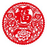 
                                        个性一百 植绒立体金童玉女 过年装饰剪纸车贴年画和福字窗花会场羊门贴纸                