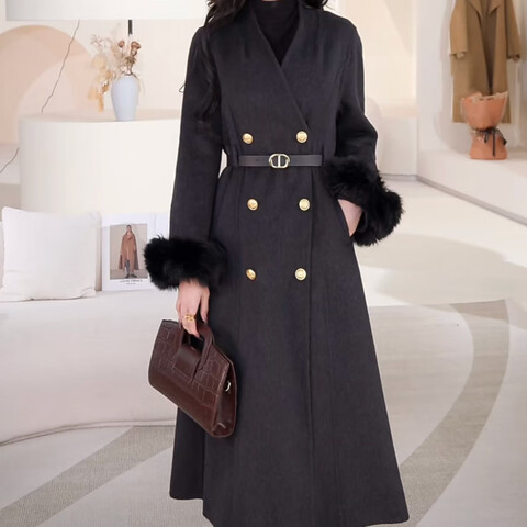 FOURDATRY2025�ﶬ�¿�˫������ë����Ů�߶�����V���ֹ�ë������Ů��ɫS 413.53Ԫ