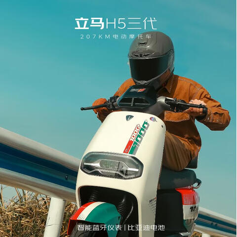 【自营】立马电动摩托车【央视推荐】H5千里马比亚迪汽车级锂电池72V72AH续航500公里1500w电机梦幻白 7699元