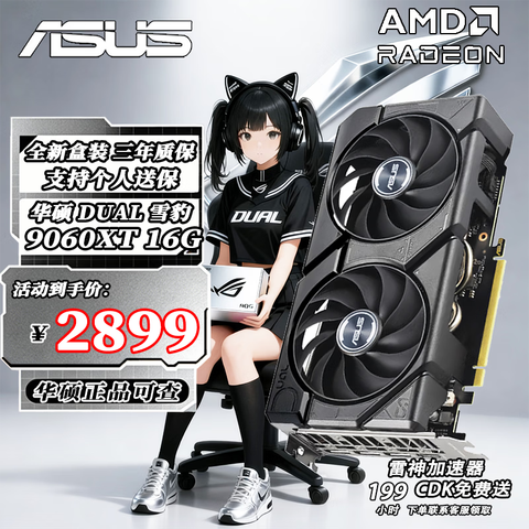 ��˶RX9060XT 9070XT OC 8G/16G �Կ� ѩ��/��ʦ �羺AI�����Ⱦ��Ϸ̨ʽ�����Կ� DUAL RX9060XT 16Gѩ�� 2849Ԫ