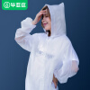 毕亚兹雨衣一次性雨衣成人电动车半透明雨衣长款带帽加厚便携雨披白色