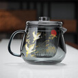 全度（Quandu）  茶壶玻璃泡茶壶加厚耐热烟灰色玻璃泡茶器印花过滤壶功夫茶具
