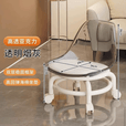 王星和月亚克力万向轮凳子静音儿童滑轮小椅子家用可移动沙发带轮凳矮凳 透明灰色【加厚亚克力靠背】