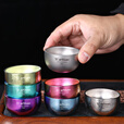 Ti artisan /钛工匠户外纯钛双层茶杯便携家用冰花小茶杯酒杯主人杯茶碗45ml 磨砂本色—五只装