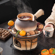 丂焅可干烧罐罐煮茶壶陶罐煮奶茶侧把壶炒茶烤奶炖梨罐围炉煮茶陶壶 罐罐茶烤奶壶【褐色福纹】