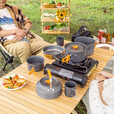 北岳户外锅具露营炊具烧水茶壶煎锅便携野外锅具野营吊锅套锅用品套装 【食品级铝合金】大号煮锅+袋子