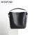 MOSPOKE水桶包包2024春季新款牛皮水桶包大容量单肩手提包女 黑色