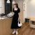 DALEY MODE法式连衣裙女装大码宽松气质方领过膝长款赫本风小黑裙 黑色 2XL 建议125-140斤