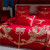 北极绒（Bejirog）婚庆四件套全棉中式龙凤刺绣红色结婚床上用品纯棉喜庆被套多件套 盛世年华-金 2.0米床单款【六件套】