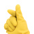 冰禹 BYlf-01 牛筋乳胶手套 防水防滑耐磨 胶皮塑胶橡胶劳保手套 黄色长款32cmM码 5双