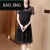 蕉京30到40岁至50岁中年女人穿的连衣裙春夏季高端气质碎花连衣裙女夏 黑色 m 96-105斤